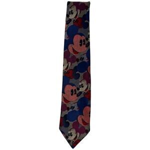 Vintage 90s Disney Mickey Mouse Neck Tie Blue Red USA Made